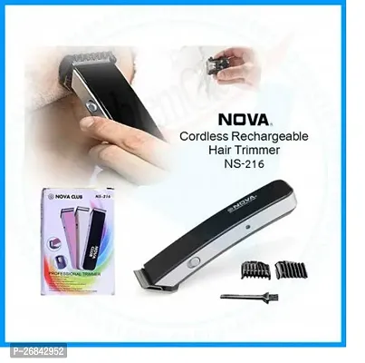 NOVA MEN'S NS-216 Rechargeable Cordless Beard Trimmer, Hair Styling for Men and Boys (BLUE),3 Extra Clips-thumb0