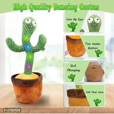 SCHNAPPI Cactus toy 120 Song for Baby+Record Your Sound,Sing+Repeat+Dancing+LED Bluetech  (Green)-thumb0