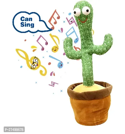totoy Cactus Toy Talking Plant Plush Dancing Cactus Voice Repeat, Recording 120+ Song  (Green)-thumb0