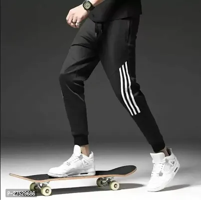 Classic Polyester Blend Solid Track Pants for Men-thumb0