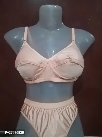 Fancy Solid Silk Bra And Panty Set For Women-thumb0