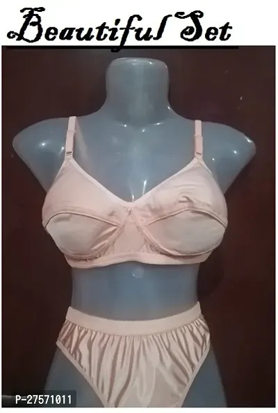 Fancy Solid Silk Bra And Panty Set For Women