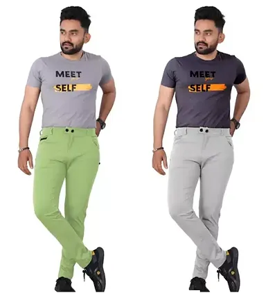 Comfortable Blended Regular Track Pants For Men 
