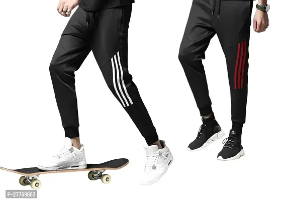 Classic Blended Solid Track Pants for Men, Pack of 2-thumb0