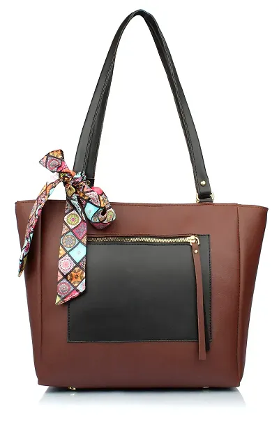 Women's wonderful Black Brown colour Bag with partitions and front zip pocket