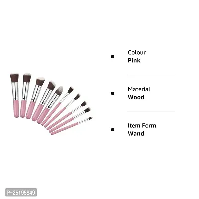 Makeup Brushes -Set of 10 Pcs (Pink)-thumb2