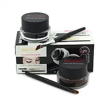 Music Flower Eye Makeup 2 In 1 Brown + Black Gel Eyeliner Make Up Waterproof  Smudgeproof Set Eye Liner Kit With Brushes, Glossy Finish Pack of 2.-thumb2