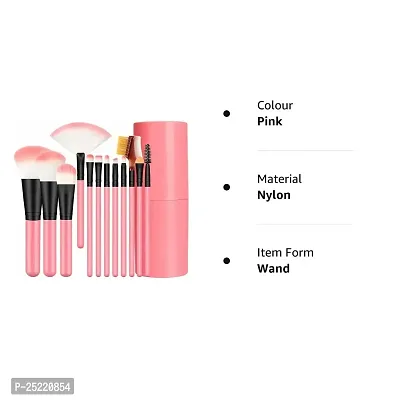 Professional Luxury Makeup Brush Set with Storage Box - 12 Piece Pink Brushes-thumb2