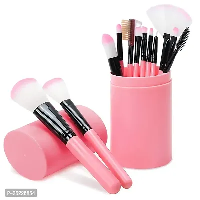 Professional Luxury Makeup Brush Set with Storage Box - 12 Piece Pink Brushes