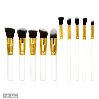 Makeup Brush Set of 10, Foundation Brush Powder Brush Eyeshadow Brushes (White Color)-thumb0