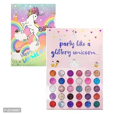 Professional Party Like a Glittery Unicorn Glitter Eyeshadow Palette, Shimmery Finish - Multicolor