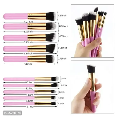 Makeup Brushes -Set of 10 Pieces (Pink)-thumb2