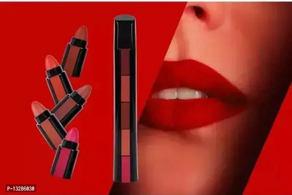 Fashion Colour 5 in 1 Matte Red Lipstick, Waterproof and Long Lasting, 7.5g-thumb0