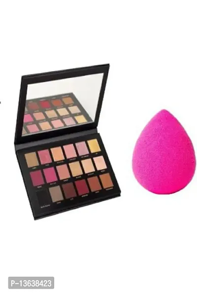 Rose Gold Eyeshadow Palette 18 Color Shades Eyeshadow + Beauty Blender Puff-thumb0