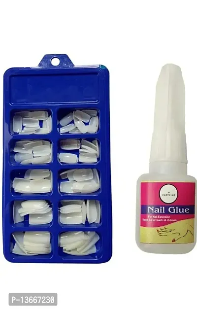 Artificial Nails Set Of 100 Pcs Artificial Nails With Nail Glue White Makeup Nails