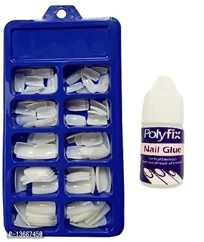 Artificial Nails Set Of 100 Pcs Artificial Nails With Nail Glue White