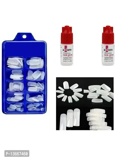 Artificial Nails Set Of 100 Pcs Artificial Nails With Nail Glue White