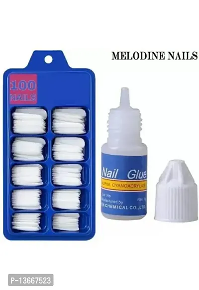 Artificial Nails Set Of 100 Pcs Artificial Nails With Nail Glue White