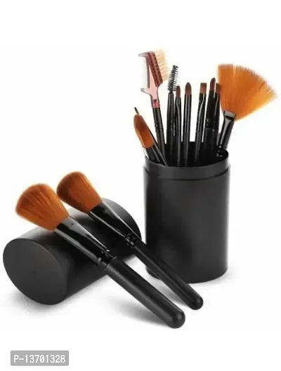 Professional 12 Piece of Black Make-up Brushes with container