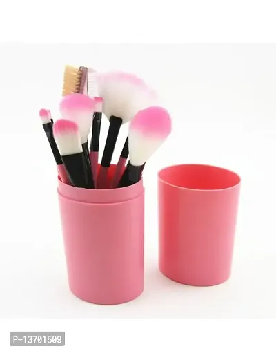 Professional 12 Piece of Pink Make-up Brushes with container