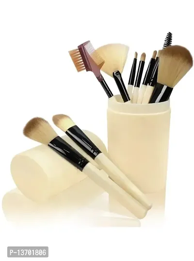 Professional 12 Piece of Yellow Make-up Brushes with container