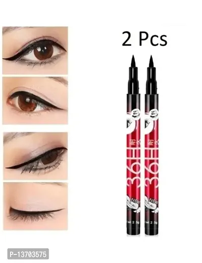 36H Pencil Liquid Waterproof Eyeliner (Black) (pack of 2) Matte Finish