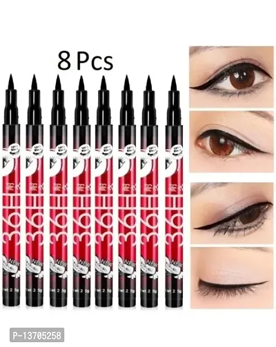 36H Pencil Liquid Waterproof Eyeliner (Black) (pack of 8) Matte Finish