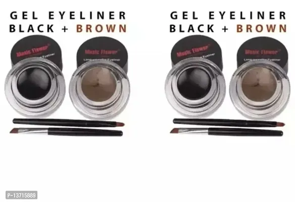 Music Flower Gel Eyeliner, Black 01, Brown 01, Glossy Finish (Pack of 2 Pcs)-thumb0