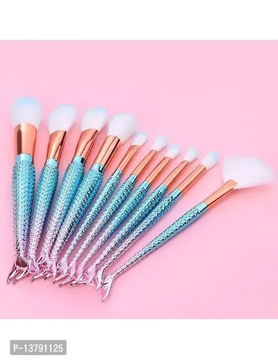 Fish Brush Set Soft Bristle 10 pcs Makeup Brush Set Beauty Brushes Kit (Multicolor)