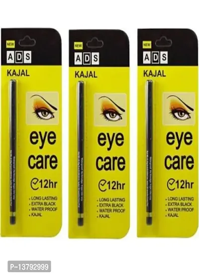 ADS Kajal Waterproof Long Lasting (Black)  (Deep Black, 3Pcs)-thumb0