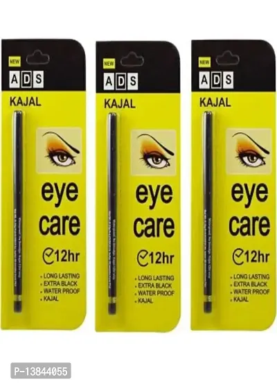 ADS Eye Care Kajal Long Lasting Extra Black Water Proof Kajal 12 Hr (Set Of 3)  (Black)-thumb0