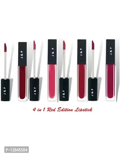 Groovs Mini Lipsticks Combo Pack of 4 Shades Liquid Matte Lipstick Set, Red Edition