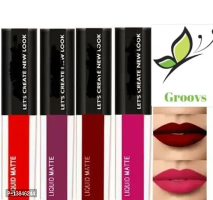 Groovs Mini Lipsticks Combo Pack of 4 Shades Liquid Matte Lipstick Set, Red Edition-thumb0