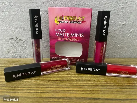 Groovs Mini Lipsticks Combo Pack of 4 Shades Liquid Matte Lipstick Set, Red Edition-thumb0