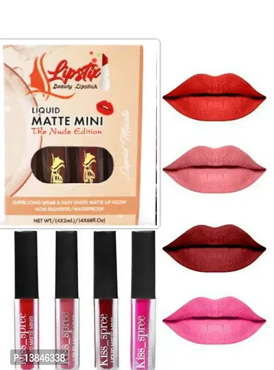 Groovs Mini Lipsticks Combo Pack of 4 Shades Liquid Matte Lipstick Set, Red Edition