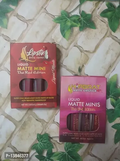 Groovs Mini Lipsticks Combo Pack of 4 Shades Liquid Matte Lipstick Set, Red Edition Pack of 2 Pcs