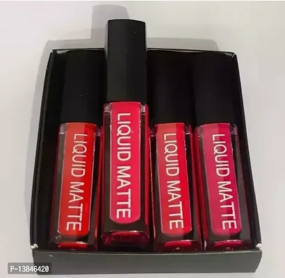 Groovs Mini Lipsticks Combo Pack of 4 Shades Liquid Matte Lipstick Set, Red Edition