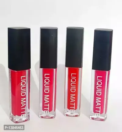 Groovs Mini Lipsticks Combo Pack of 4 Shades Liquid Matte Lipstick Set, Red Edition