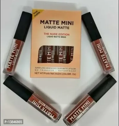 Groovs Mini Lipsticks Combo Pack of 4 Shades Liquid Matte Lipstick Set, Nude Edition