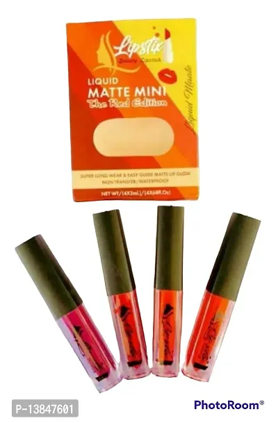 Groovs Mini Lipsticks Combo Pack of 4 Shades Liquid Matte Lipstick Set, Red Edition-thumb0
