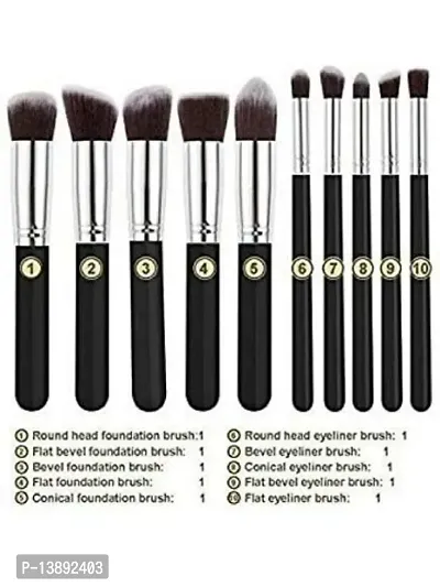 Professional Makeup Brushes | Set of 10 Pcs | Black Color