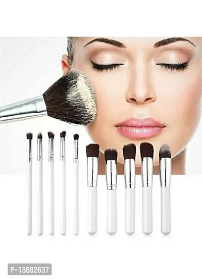 Professional Makeup Brushes | Set of 10 Pcs | White Color-thumb0