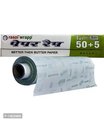 Food Wrapping Butter Paper, 11 x 20 Metres | Wrap Roti, bakery items, burgers, pizza etc. | Certified Food Grade | Non Sticky | Microwave Safe | Refrigerable | 100% Hygienic-thumb0