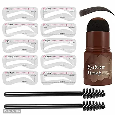 Eyebrow Stamp and Shaping Kit for Perfect Brow, 3 Eyebrow Stamp Stencils Kit and 2 Eyebrow Brushes, Long-lasting, Waterproof-thumb0