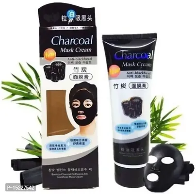 Charcoal Oil Control Anti-Acne Deep Cleansing Blackhead Remover Black Cream Peel Off Mask-thumb0