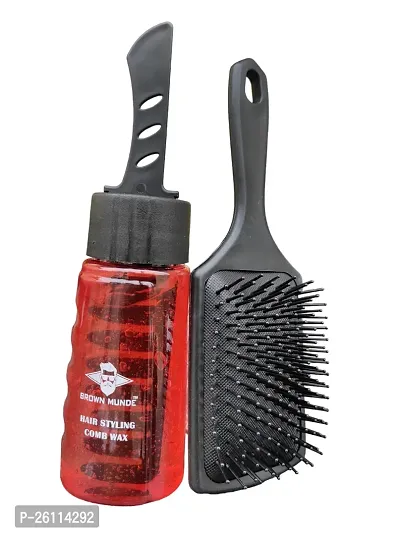 Paddle Comb + Hair Comb Wax | Strong Hold, Wet look  Shiny Finish All Day Hair Wax  (260 m