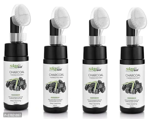 Skin Science Charcoal Foaming Face Wash | Built in Brush for Deep Cleansing | All Skin Types | Fresh, Clear Skin | Paraben  Sulphates Free | For Women  Men | pack of 4 (4*150ml)-thumb0