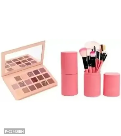 Multi Shades 18 Colours Nude Edition Eyeshadow Palette 18g with 12 Piece Makeup Brush Set With Box-thumb0