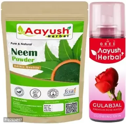 Herbal Neem Powder 200g/Rose Water(120ml) 100% Natural for Skin Care  (300 g)