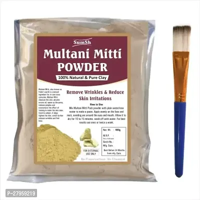 Natural Multani Mitti Powder For Face Pack And Hair Pack (200g) and Brush  (2 Items in the set)